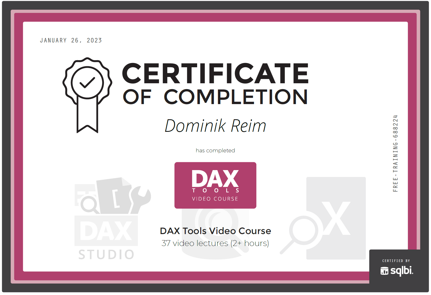 Zertifikat: DAX Tools