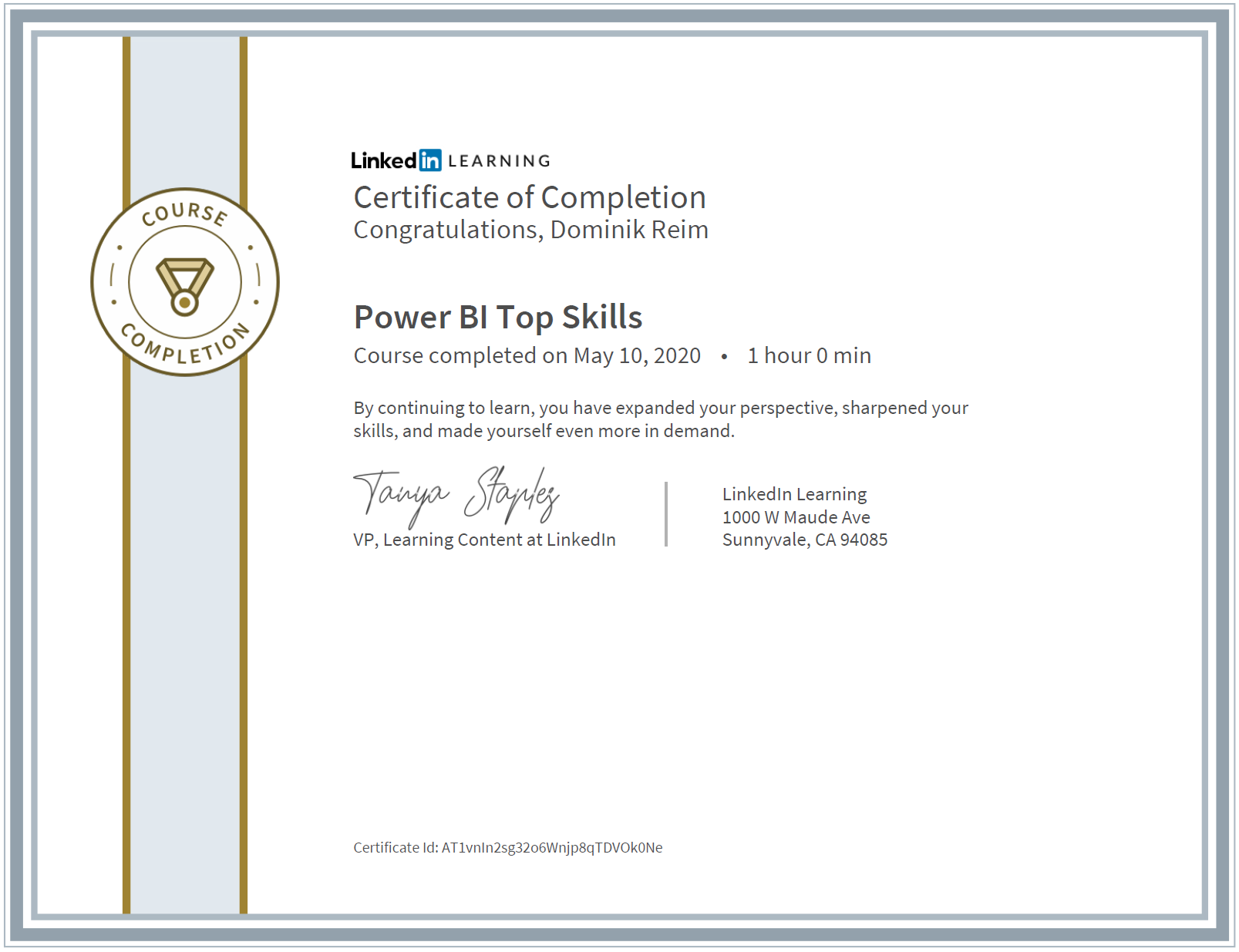 Zertifikat: PBI Top skills